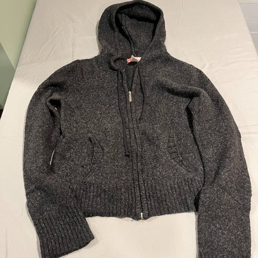 Lux Black Zip Cardigan Sweater Size M